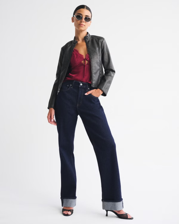 Women's Curve Love High Rise 90s Relaxed Cuffed Hem Jean | Women's | Abercrombie.com | Abercrombie & Fitch (US)