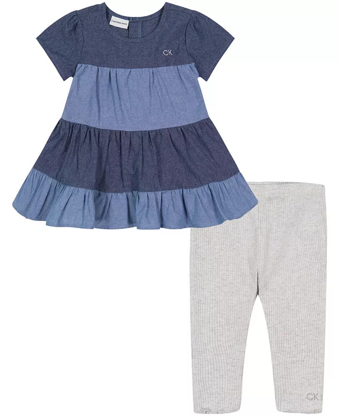 Baby Girls Chambray Tunic and Leggings, 2 Piece Set | Macys (US)