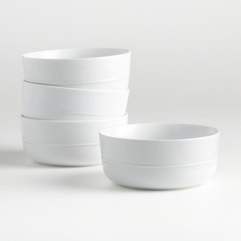 Hue White Bowls, Set of 4 + Reviews | Crate and Barrel | Crate & Barrel