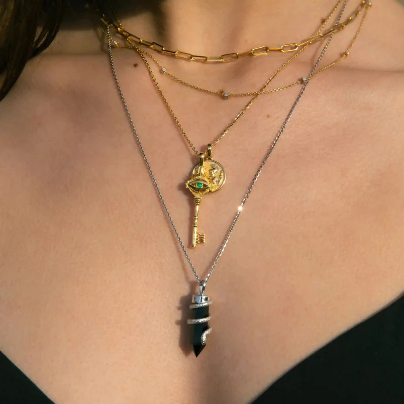 Emerald Evil Eye Key Necklace | Awe Inspired