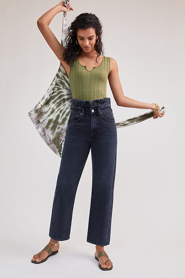 AGOLDE Ultra High-Rise Ruffled Straight Jeans | Anthropologie (US)