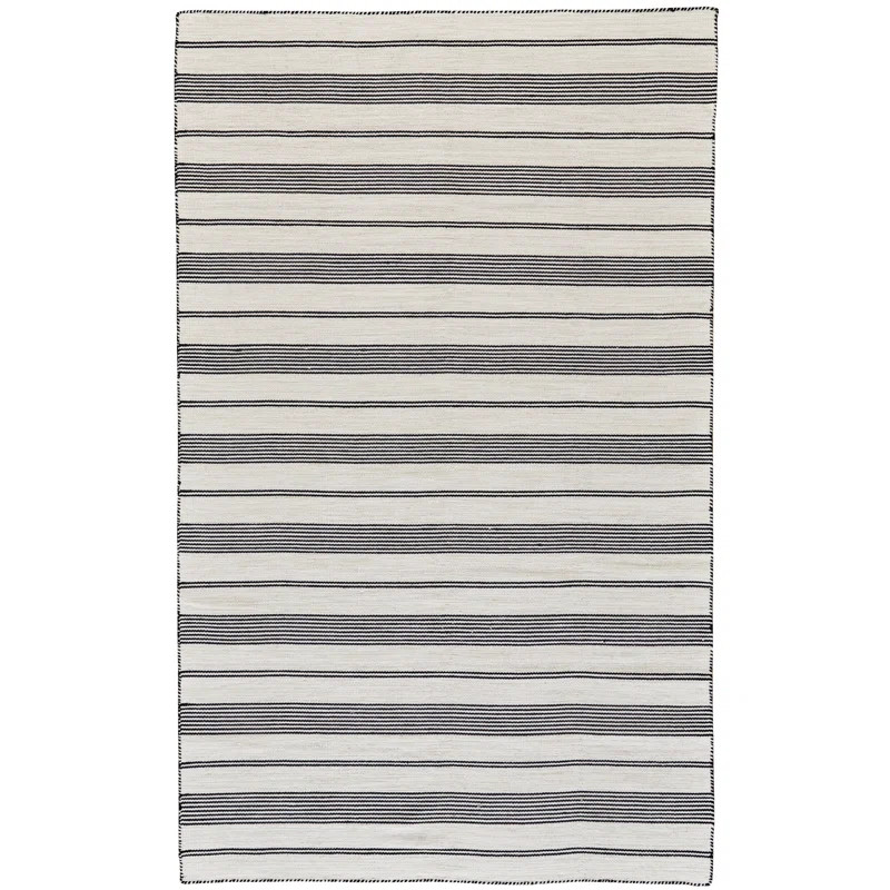 Leontes Handmade Flatweave Recycled P.E.T. Black/Ivory Rug | Wayfair North America