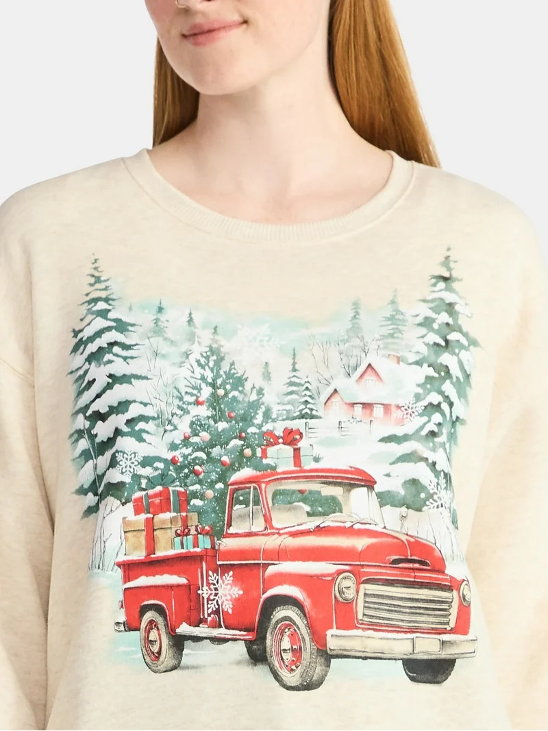 Women's Christmas Winter Cabin Graphic Fleece from Holiday Time, Sizes S-XXXL | Walmart (US)