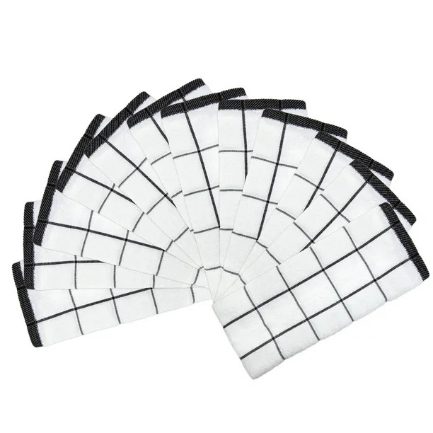 Arkwright 12 Pack of Kitchen Towels - 15 x 25 - Black Windowpane Pattern - 100% Cotton - Walmart.... | Walmart (US)