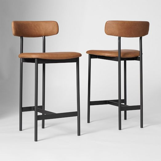 Grier Leather Counter Stool | West Elm (US)