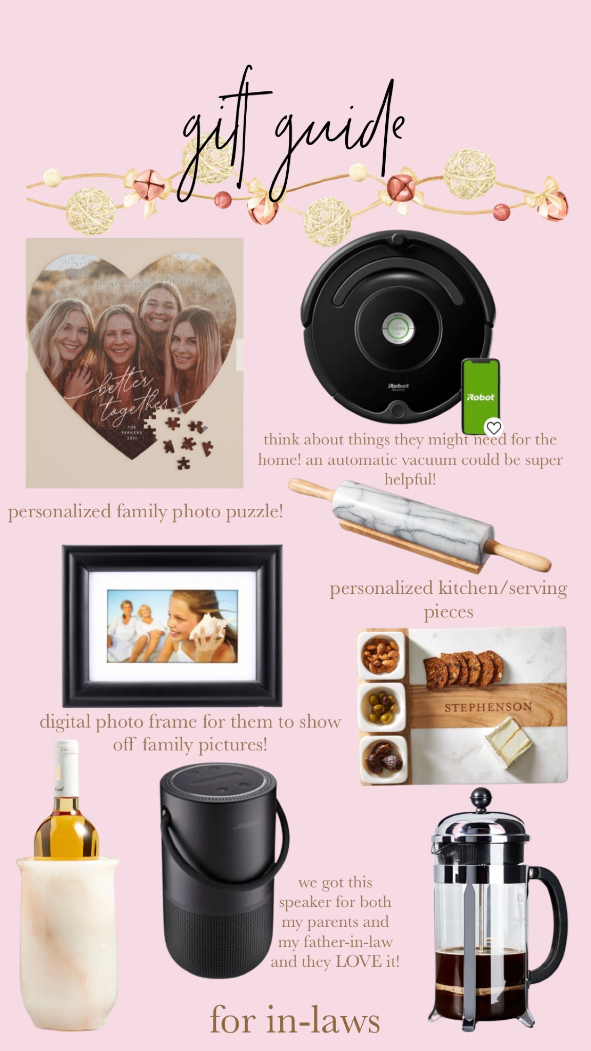 Gifts for the in-laws! iRobot, personalized gift, Bose speaker 

#LTKfamily #LTKSeasonal #LTKHoliday