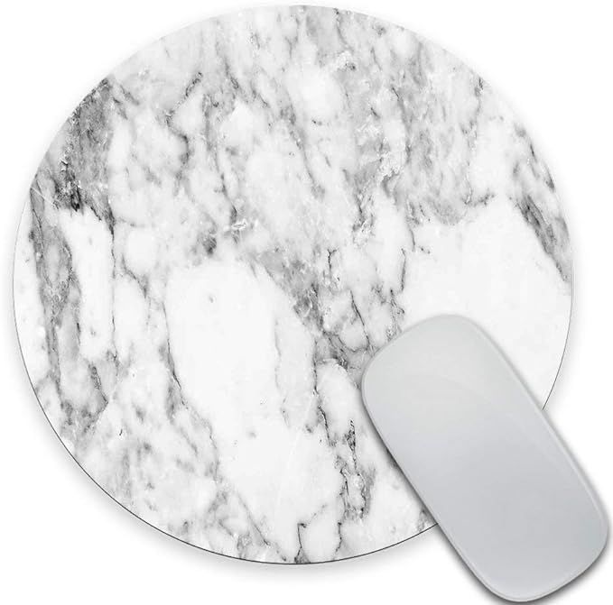 SSOIU White Marble Round Mouse Pad Cute Mat Grey Circular Mouse Pads 7.87X7.87 Inch (200mmX200mmX... | Amazon (US)