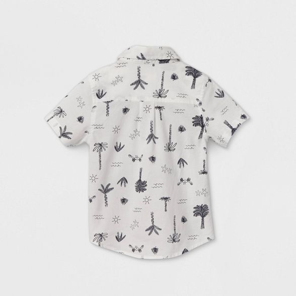 Toddler Boys' Short Sleeve Palm Tree Button-Down Shirt - Cat & Jack™ White | Target