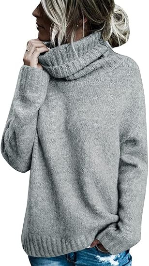 FISACE Womens Oversized Turtleneck Pullover Sweater Cable Knit Long Sleeve Sweater Tops | Amazon (US)