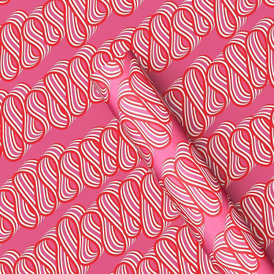 20 sq ft Glittered Candy Ribbon Stripe Christmas Gift Wrap Pink - Wondershop™ | Target