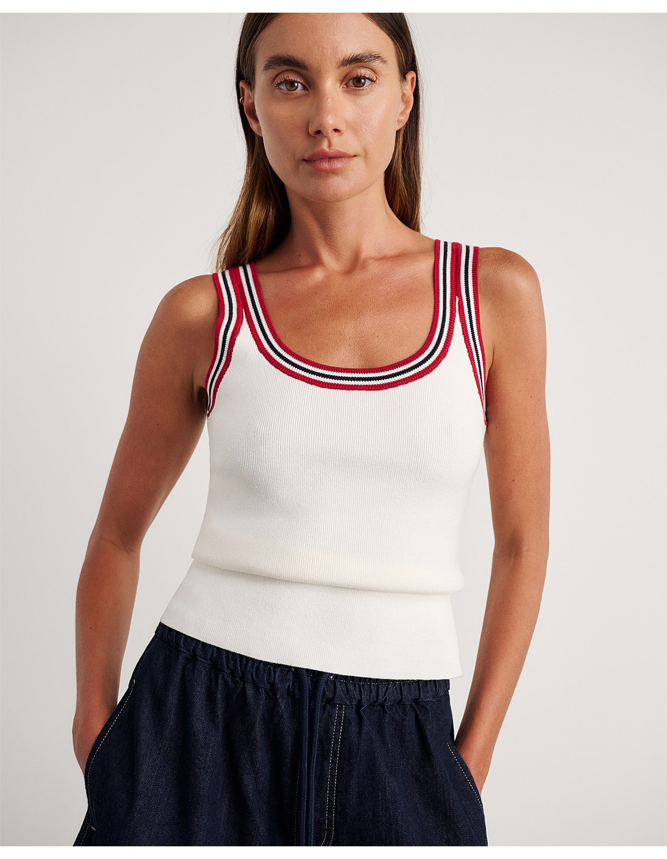 LYDIA STRIPE STRAP KNIT TANK | David Jones (Australia & New Zealand)