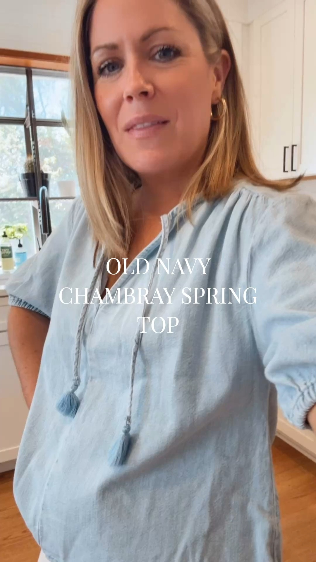 Old Navy Chambray Spring Top on sale for $20! Wearing an XS.

#LTKSaleAlert #LTKPetite #LTKootd