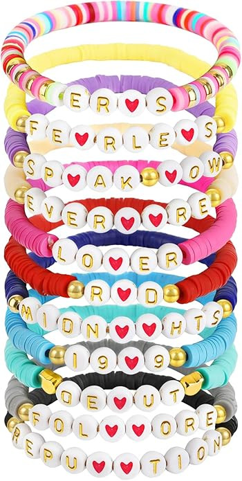 11 Pcs Friendship Bracelets, Inspired Letter Bracelets Set, Colorful Stretchy Heishi Preppy Brace... | Amazon (US)