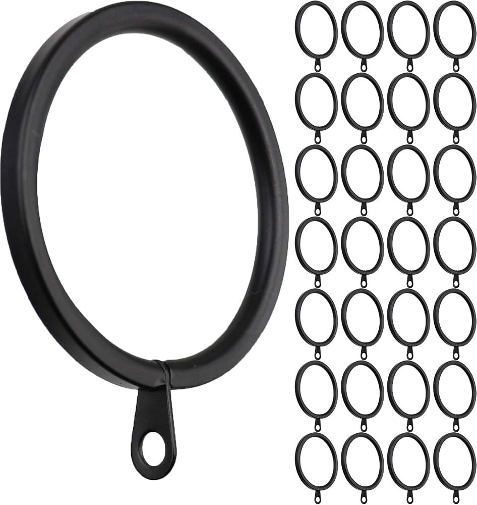 Meriville 28 pcs Black 2-Inch Inner Diameter Metal Flat Curtain Rings with Eyelets | Amazon (US)