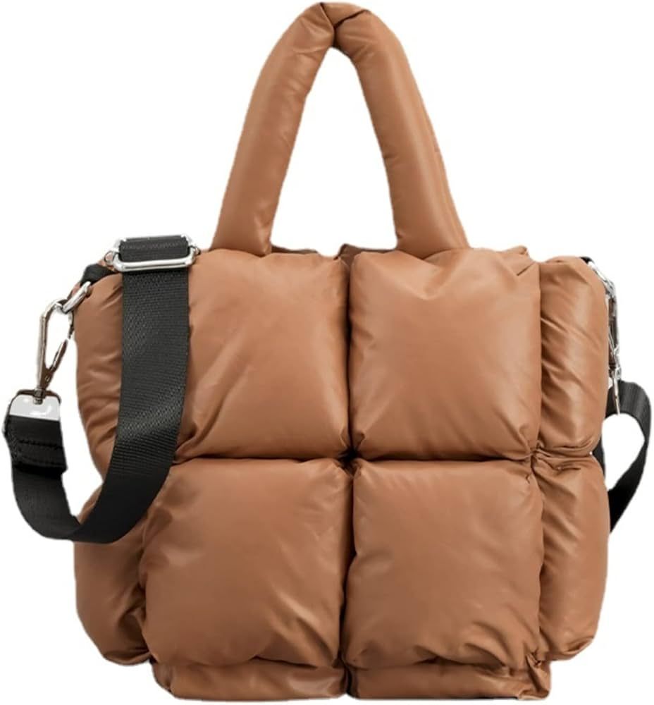 Mini Puffer Tote Bag Quilted Tote Bag for Women Crossbody Bag Top Handle Bag Puff Bag Handbag Lux... | Amazon (US)