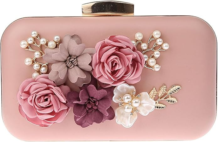 Ankoee Women Handwork Flower Pearl Bags Fashion Clutches Purses Bride Evening Party Bag | Amazon (US)