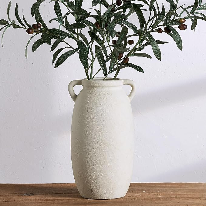 Dobbyby Ceramic Flower Vase 12 inch Farmhouse Rustic Vase Decorative Pottery Terracotta Tall Vase... | Amazon (US)