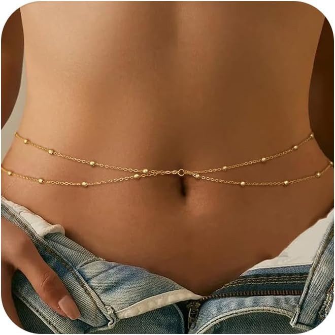 CHESKY Waist Beads for Women, Dainty 14k Gold Plated Waist Chain Beach Accessories Cute Belly Cha... | Amazon (US)