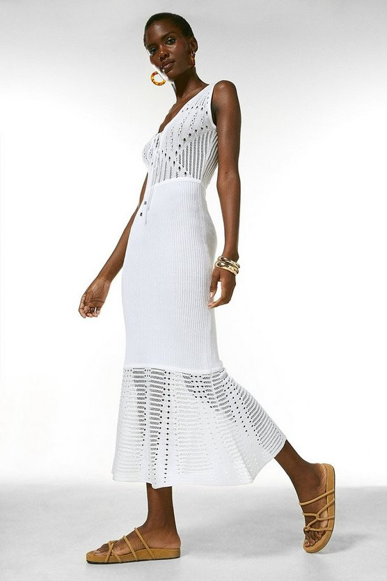 Crochet Knit Dress | Karen Millen UK & IE