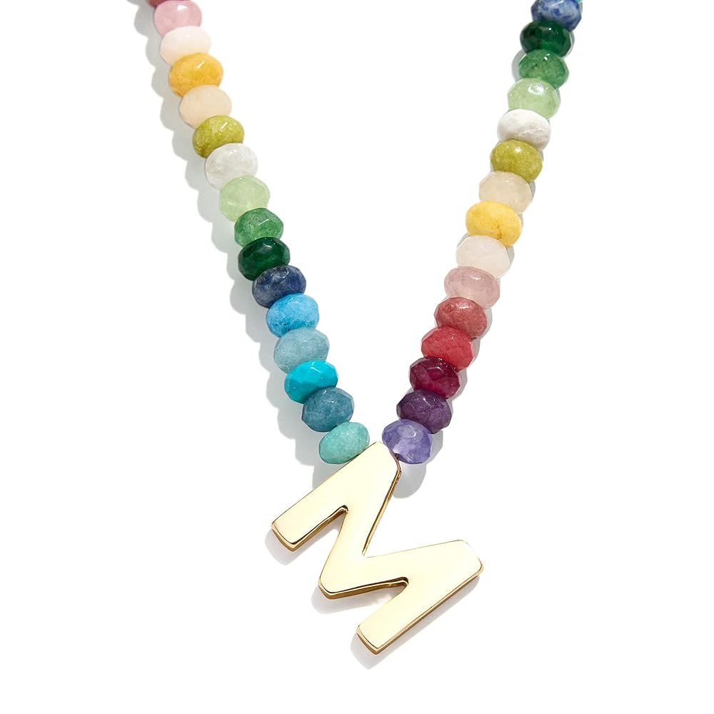 Semi-Precious Block Initial Necklace | Amazon (US)