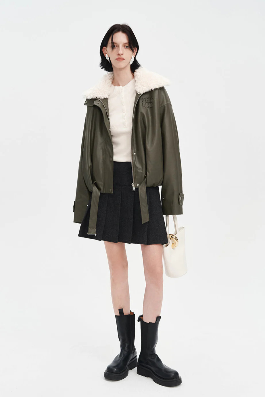 Flight Jacket Green Leather Jacket Clothes | SELFWHO