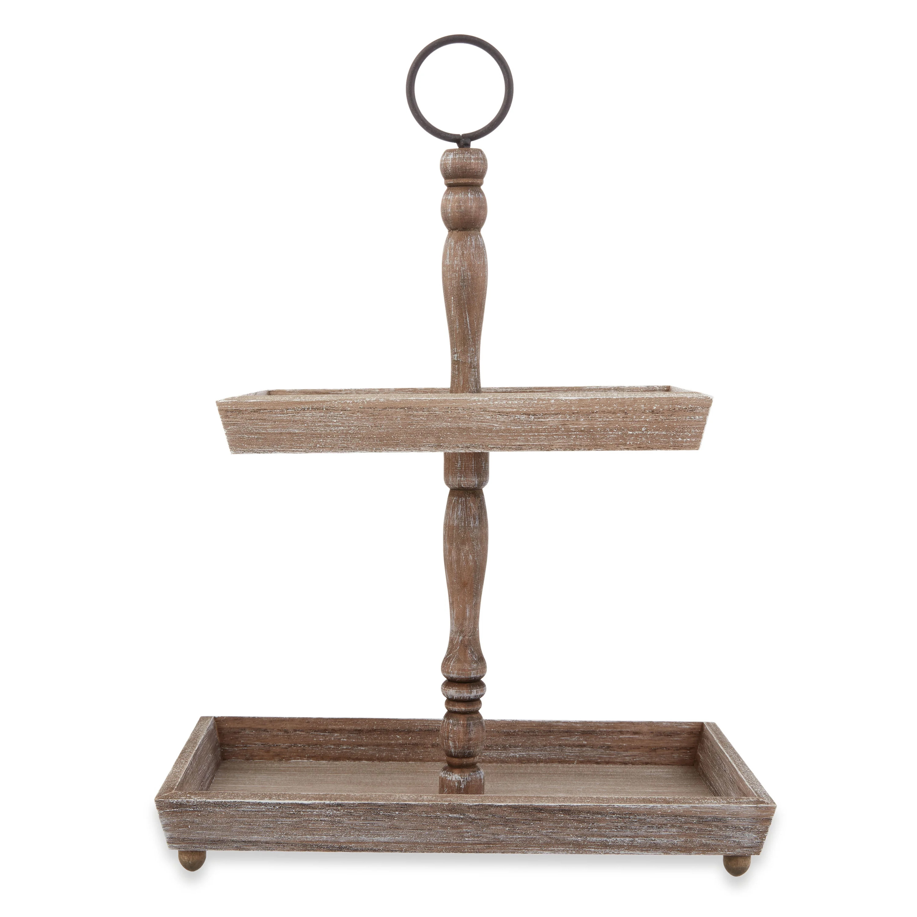 Holiday Time Brown Square Tiered Wood Tray Decor - Walmart.com | Walmart (US)