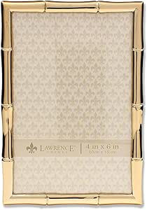 Lawrence 712246 4-Inch W x 6-Inch H Gold Metal Picture Frame with Bamboo Design | Amazon (US)