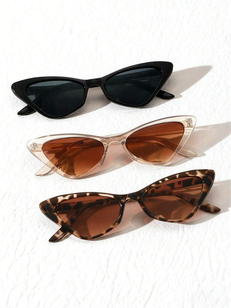 3pcs Girls Tinted Lens Cat Eye Y2K Boho Sun Visors For Travel Outdoor Accessories Fashion Glasses Beach Glasses Girls Beach Accessories Sun Visors | SHEIN