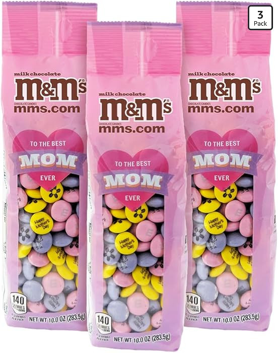 M&M'S\u00ae Mother's Day Milk Chocolate Candies, 3 pack of 10 oz Gift Bags, Pastel Colors with Sw... | Amazon (US)