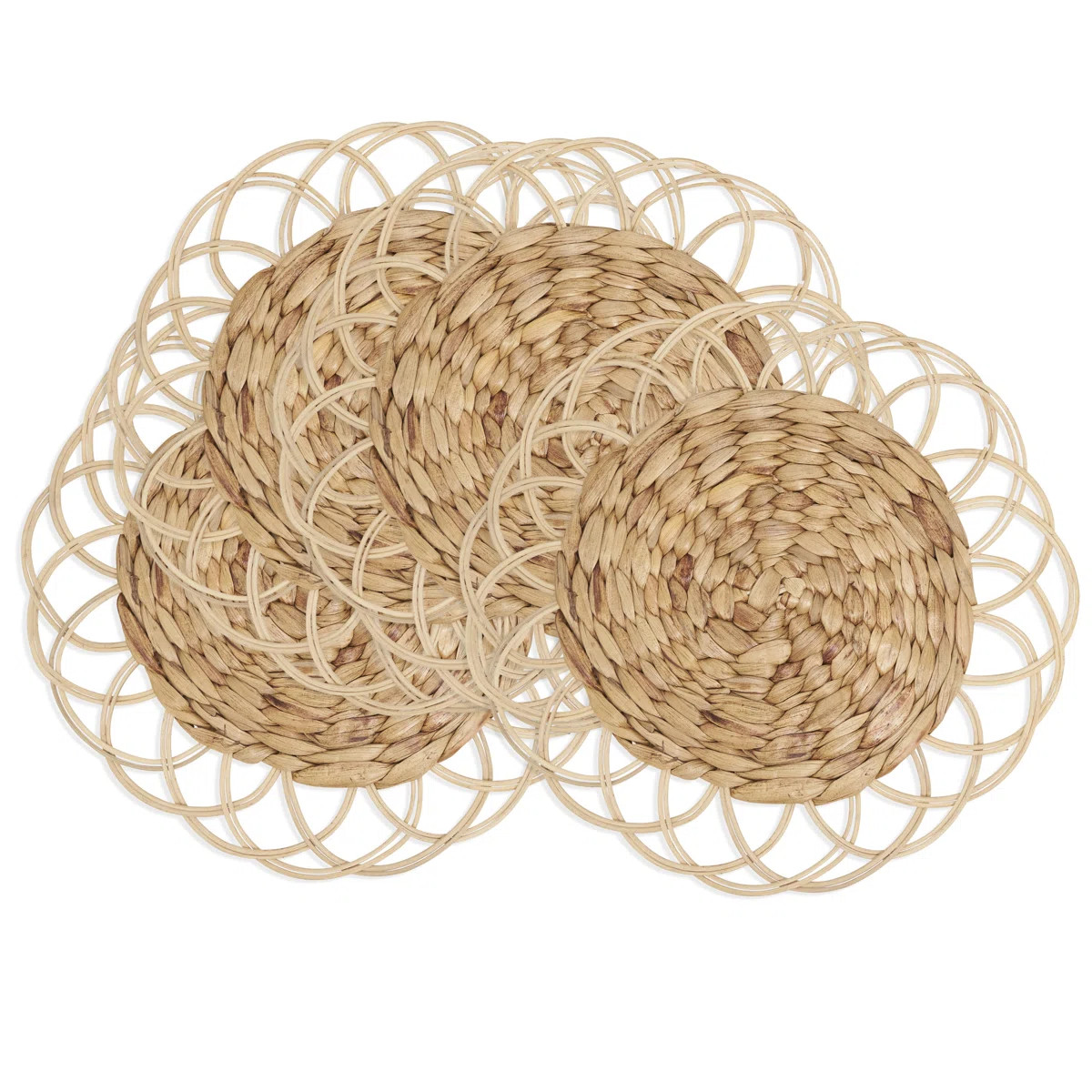 Natural Blend Rattan and Hyacinth Charger Plate (Set of 4) (Set of 4) | Wayfair North America