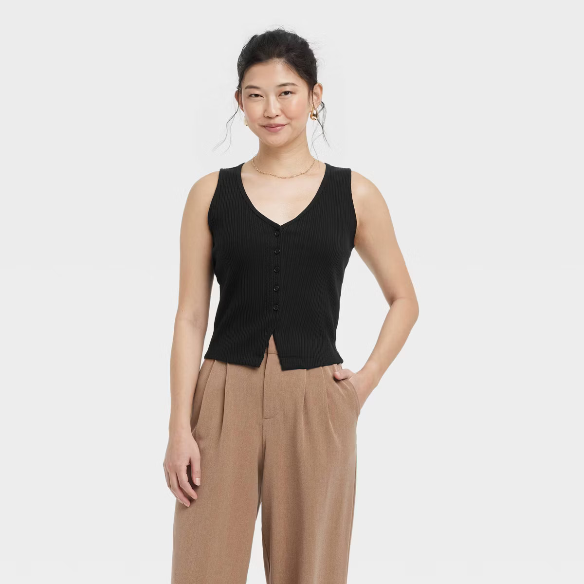 Women's Ribbed Button-Down Vest - A New Day™ Red XL | Target