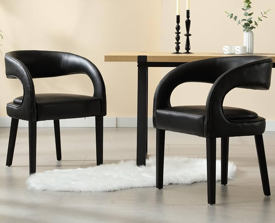 CIMOTA Black Faux Leather Dining Chairs Set of 2 Upholstered Kitchen & Dining Room Chairs Kitchen... | Amazon (US)