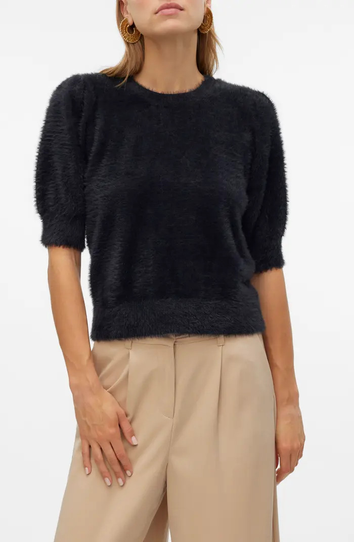 Alina Fuzzy Elbow Sleeve Sweater | Nordstrom