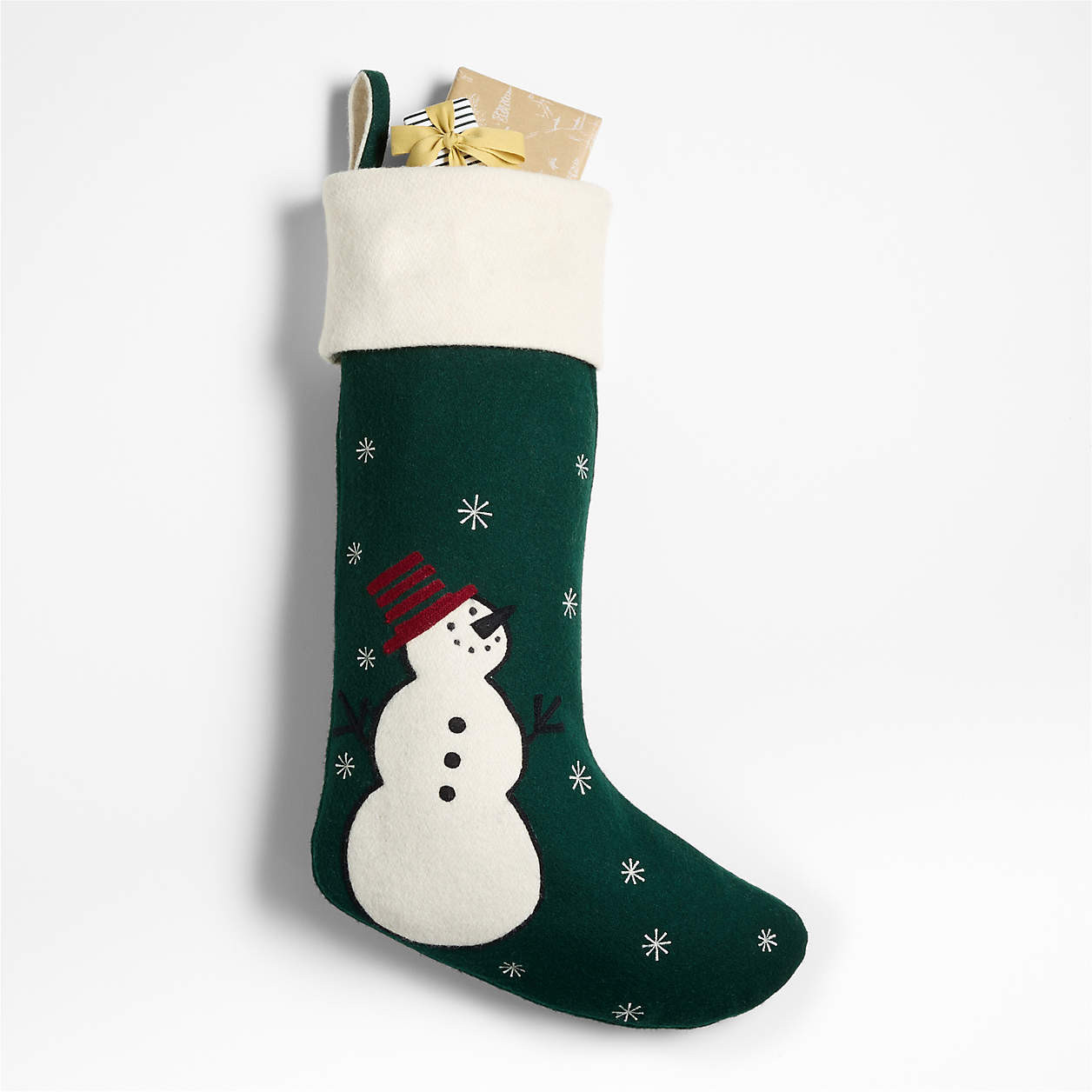 Arctic Friends Snowman Wool Christmas Stocking by Joan Anderson + Reviews | Crate & Barrel | Crate & Barrel