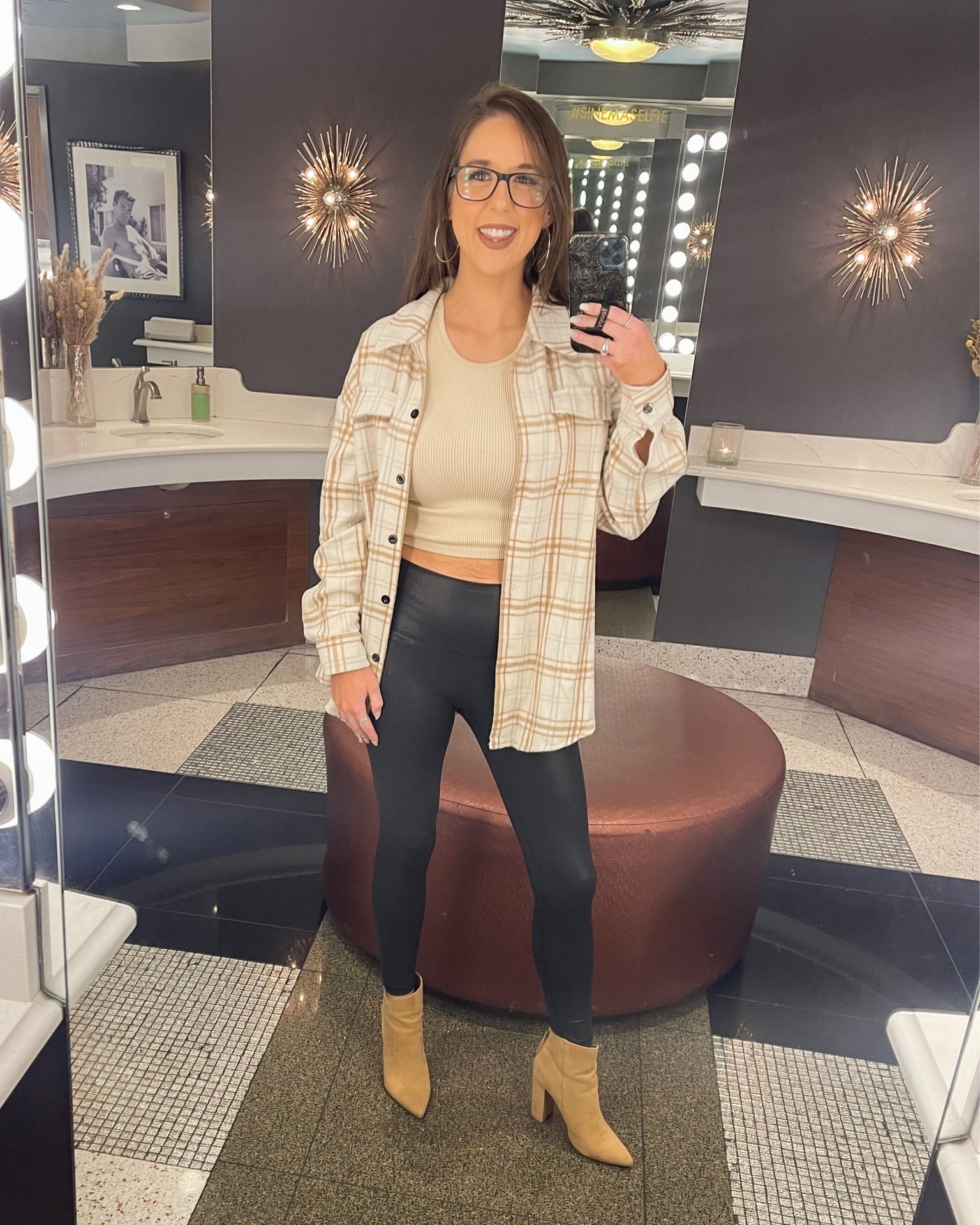 The cutest outfit for a night out! I’m wearing a small in the shacket, small in the crop, and medium in the leggings. 
#amazon #pinklily 

#LTKFind #LTKfit #LTKunder100