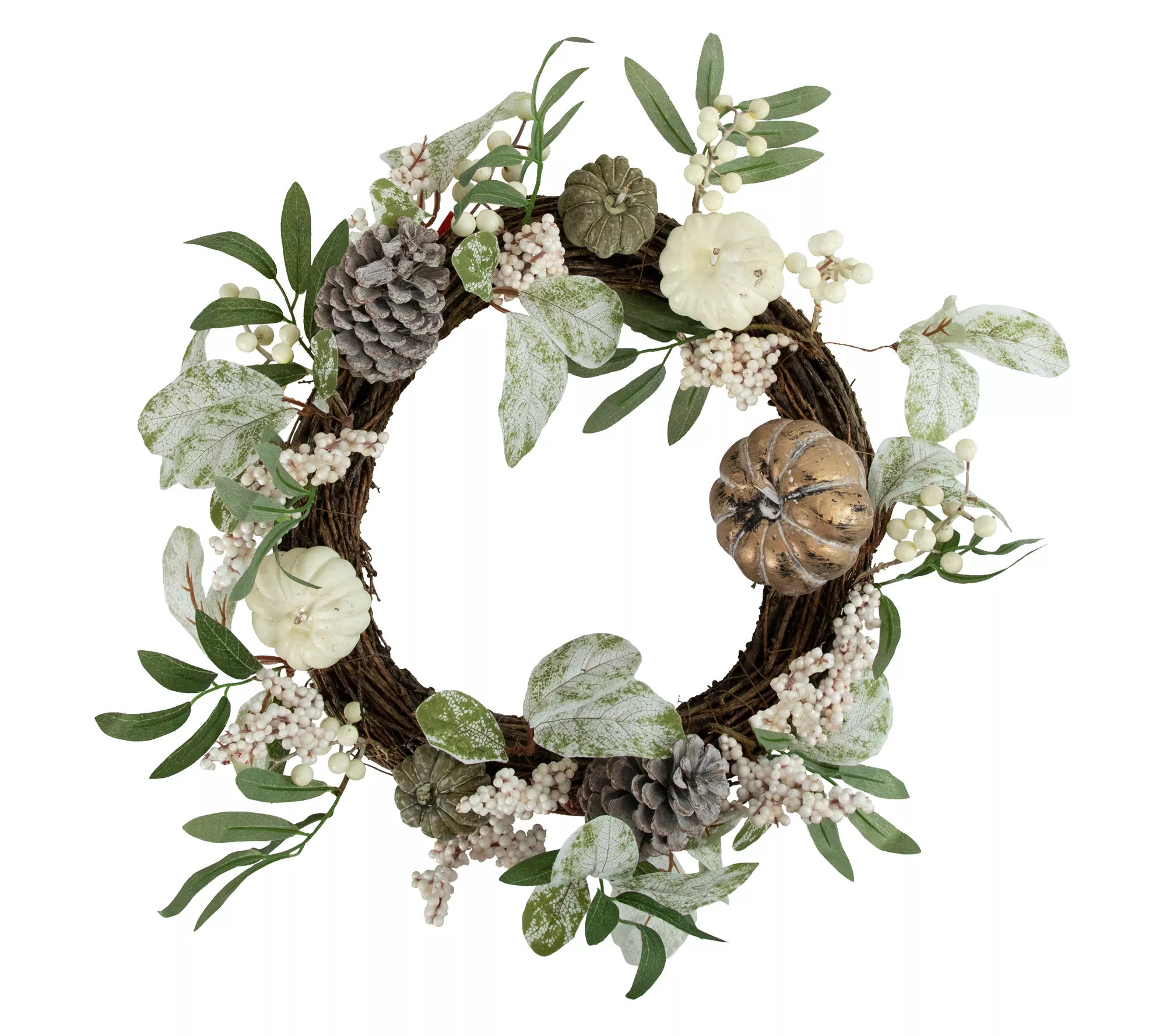 Northlight 20" Pumpkin & Berries Artificial Twig Wreath - QVC.com | QVC