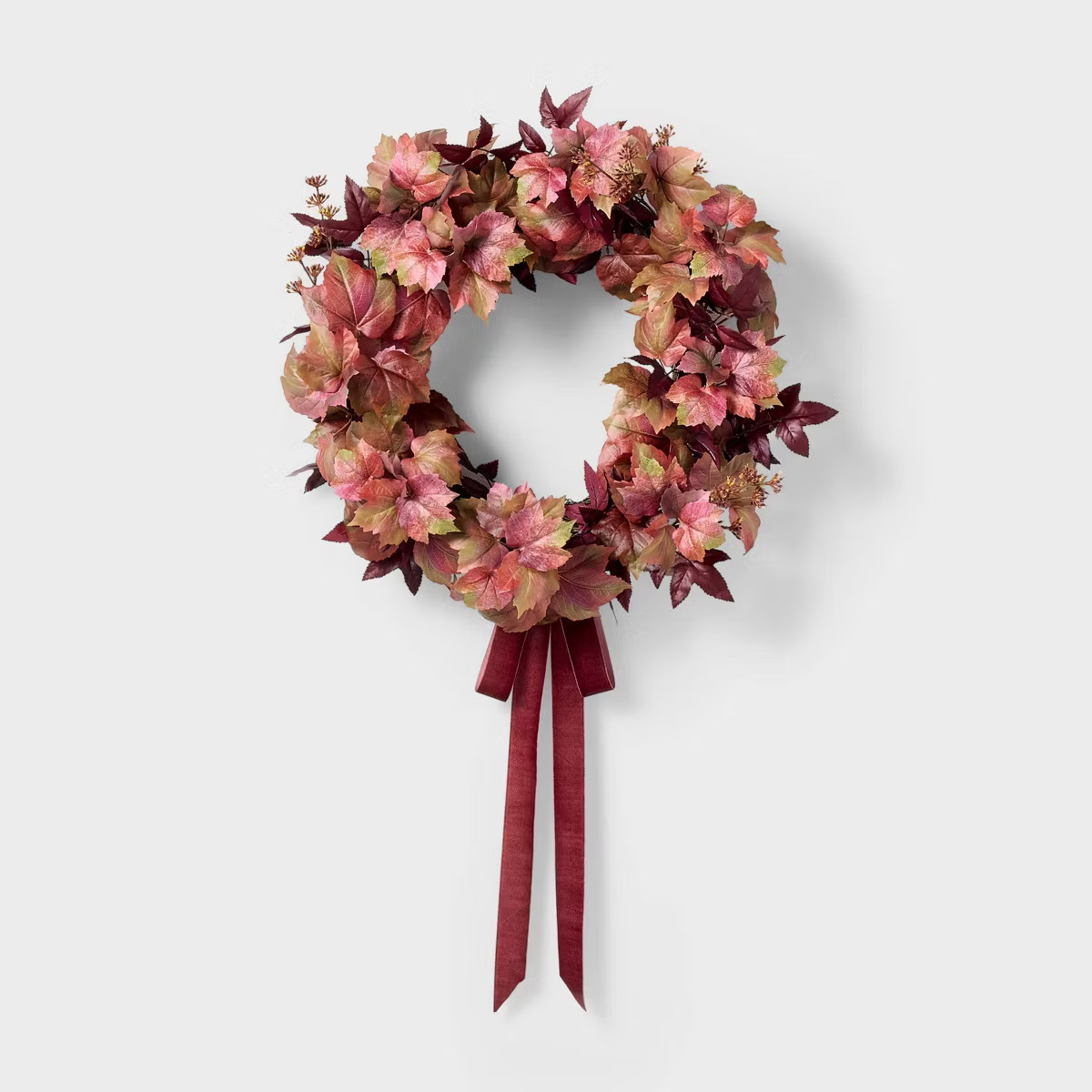 24" Mixed Leaf Artificial Fall Wreath Red - Threshold™ designed with Studio McGee | Target