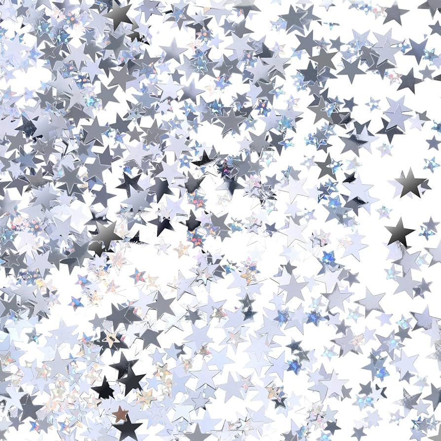 Silver Metallic Star Confetti Glitter Star Table Confetti for Wedding Birthday Party Decoration, ... | Amazon (US)