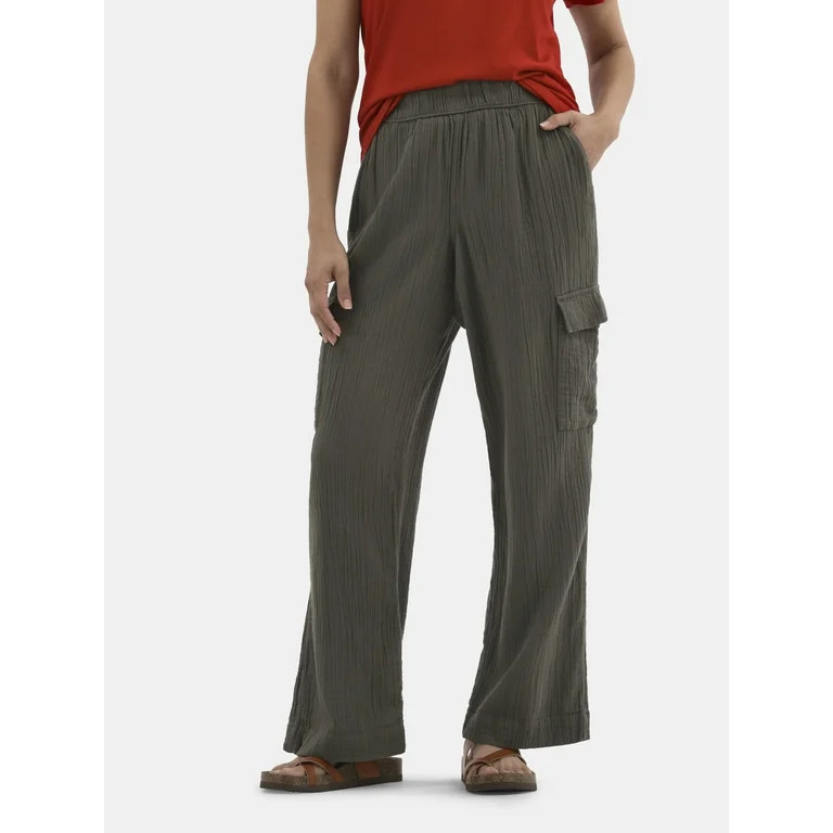 Time and Tru Women's and Women's Plus Cotton Double Cloth Cargo Pants, Sizes XS-XXXL | Walmart (US)