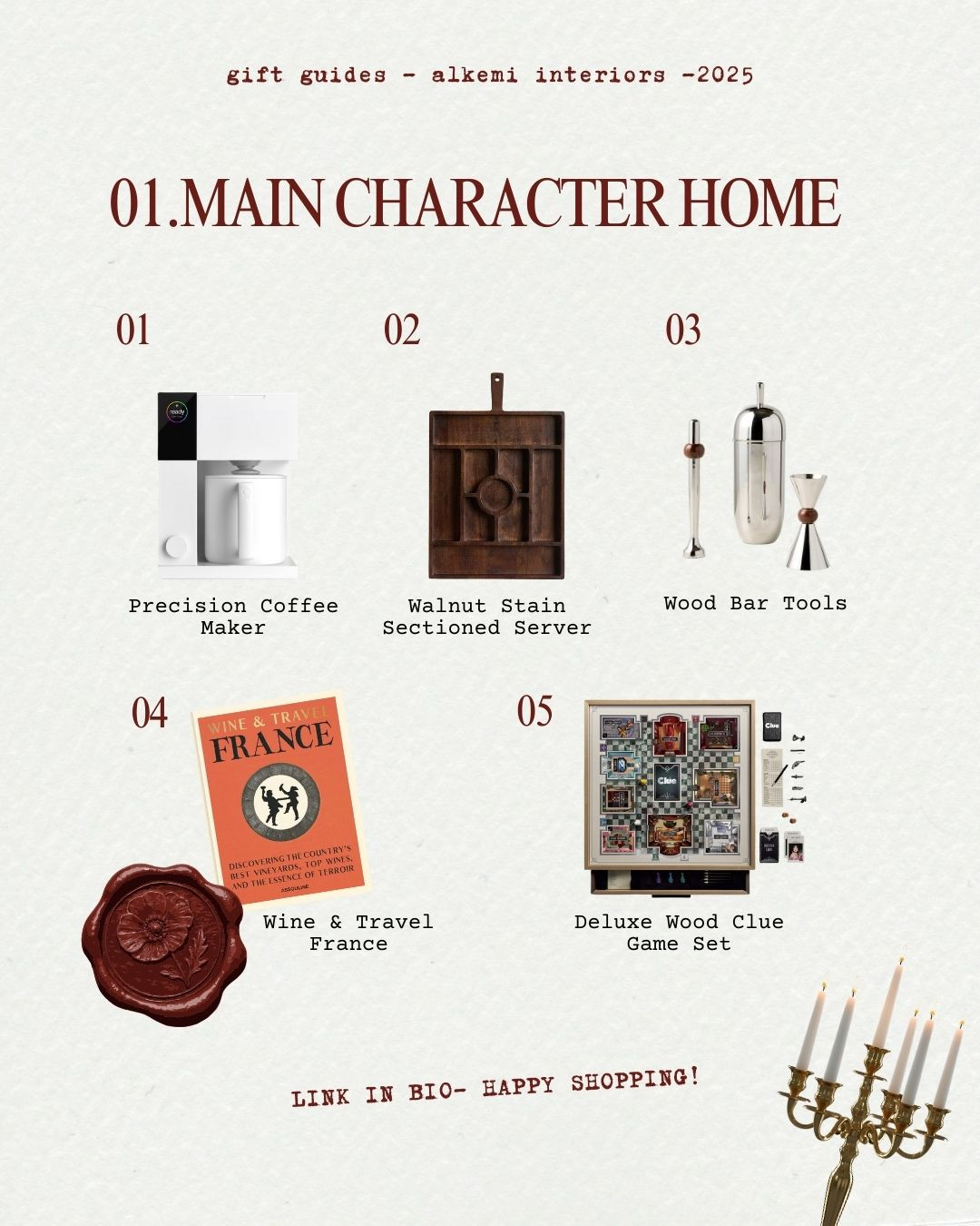 ALKEM INTERIORS 2025 GIFT GUIDES:
01 MAIN CHARACTER HOME

Check our other gift guides!

A little mix of ideas to help you gift with more intention this season. Cozy things, pretty things and small touches that make home feel good. 

 #LTKGiftGuide #LTKSeasonal #LTKHome