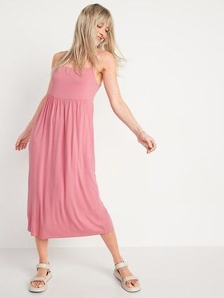 Soft Jersey-Knit Fit & Flare Midi Sundress for Women | Old Navy (CA)