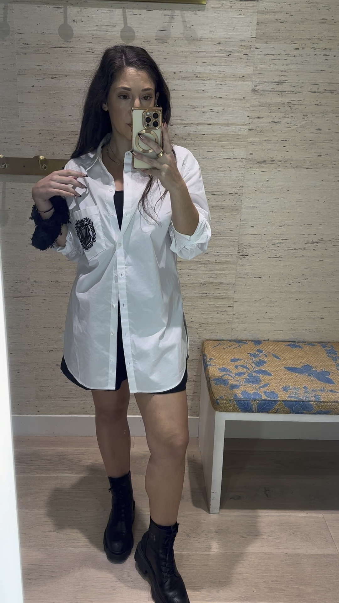 Apparently I’m in a rare preppy mood today. I love a long line shirt with shorts underneath. My ash combat boots add a little edge which is definitely needed  

#LTKSeasonal #LTKworkwear #LTKVideo