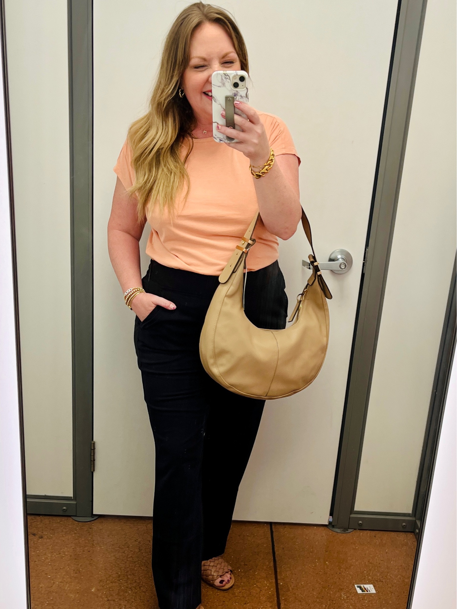 Medium top; large petite pants

#LTKunder50 #LTKworkwear #LTKstyletip