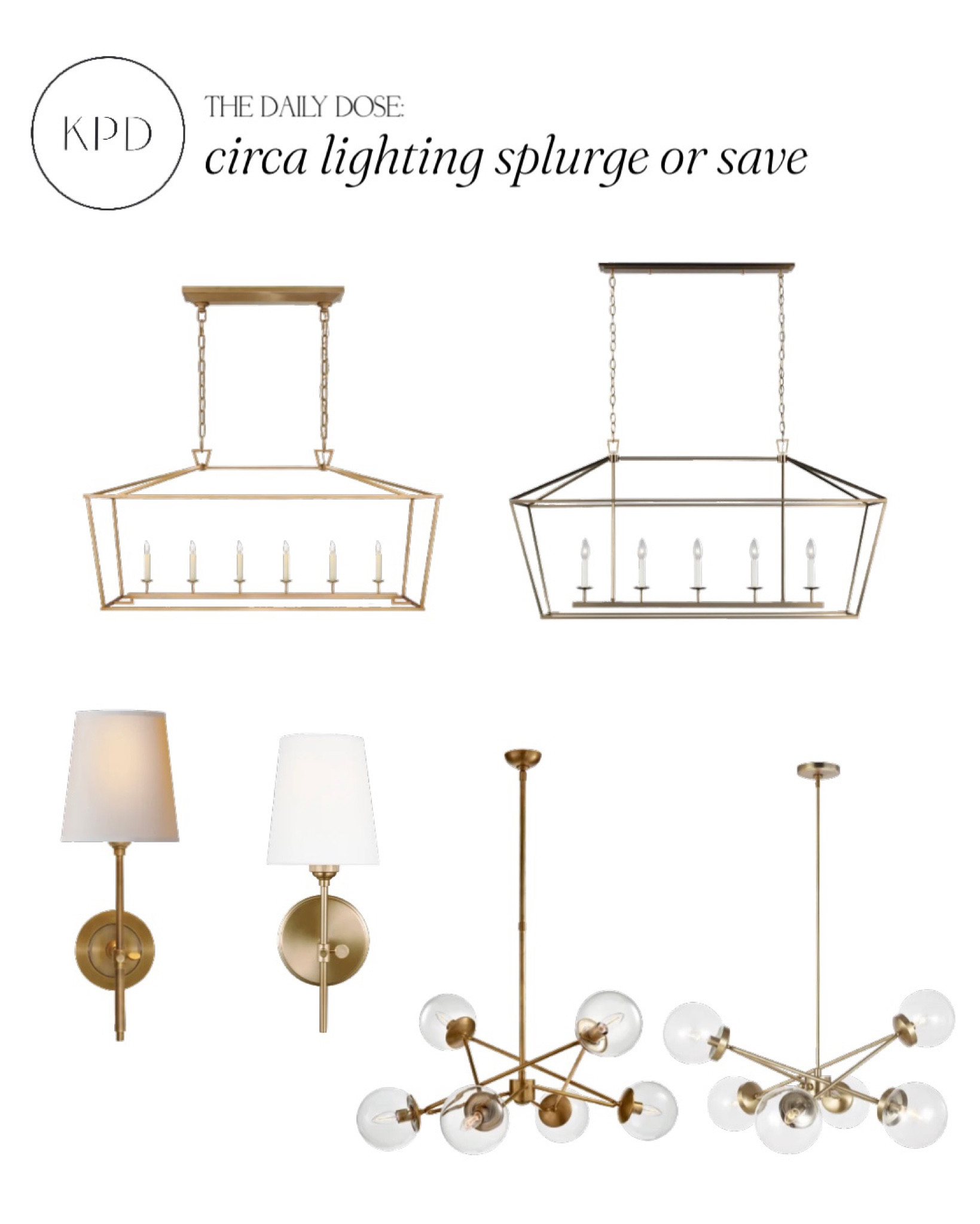 kpd the daily dose: save or splurge with various price points in circa lighting designs 

#LTKhome #LTKstyletip