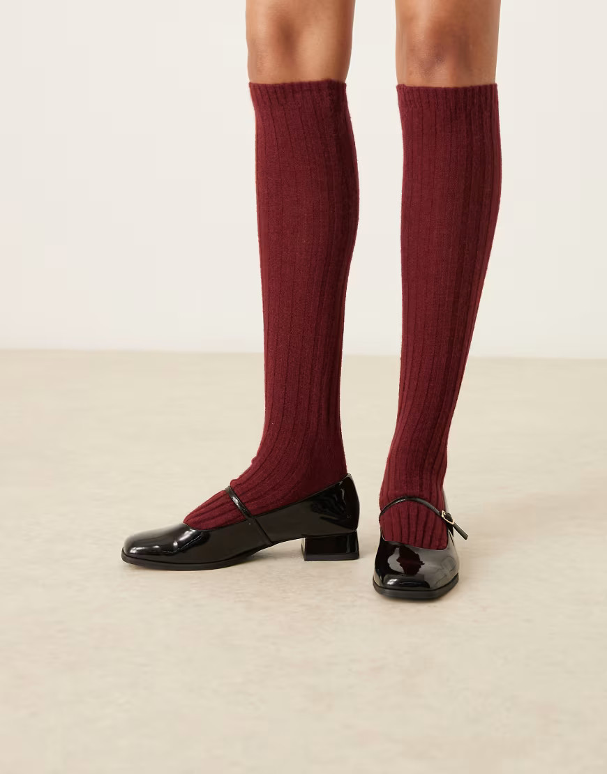 My Accessories knee length ribbed socks in burgundy-Red | ASOS (Global)