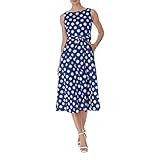 Anne Klein Women's Cotton Midi Dress with Sash, Magritte Blue Combo, X-Large | Amazon (US)