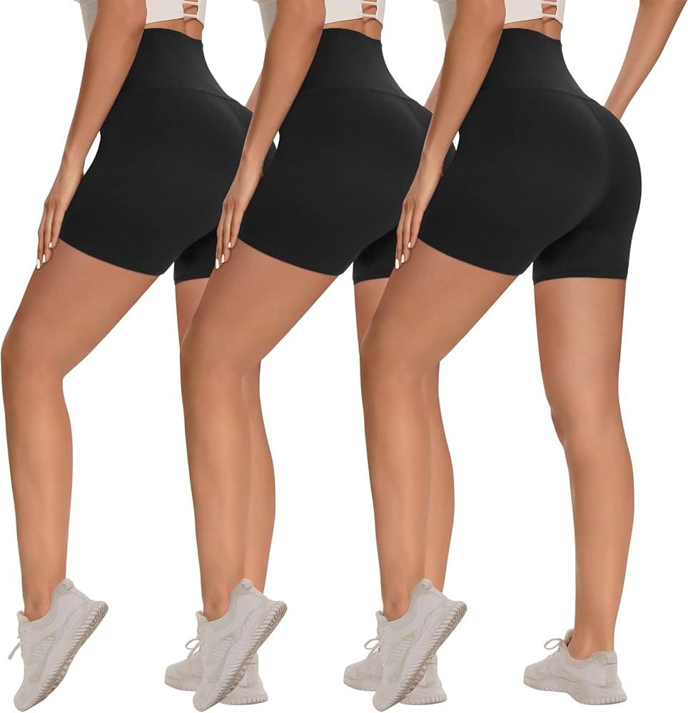 3 Pack Biker Shorts for Women – 8"/ 5"/ 3" High Waisted Tummy Control Workout Yoga Running Athl... | Amazon (US)