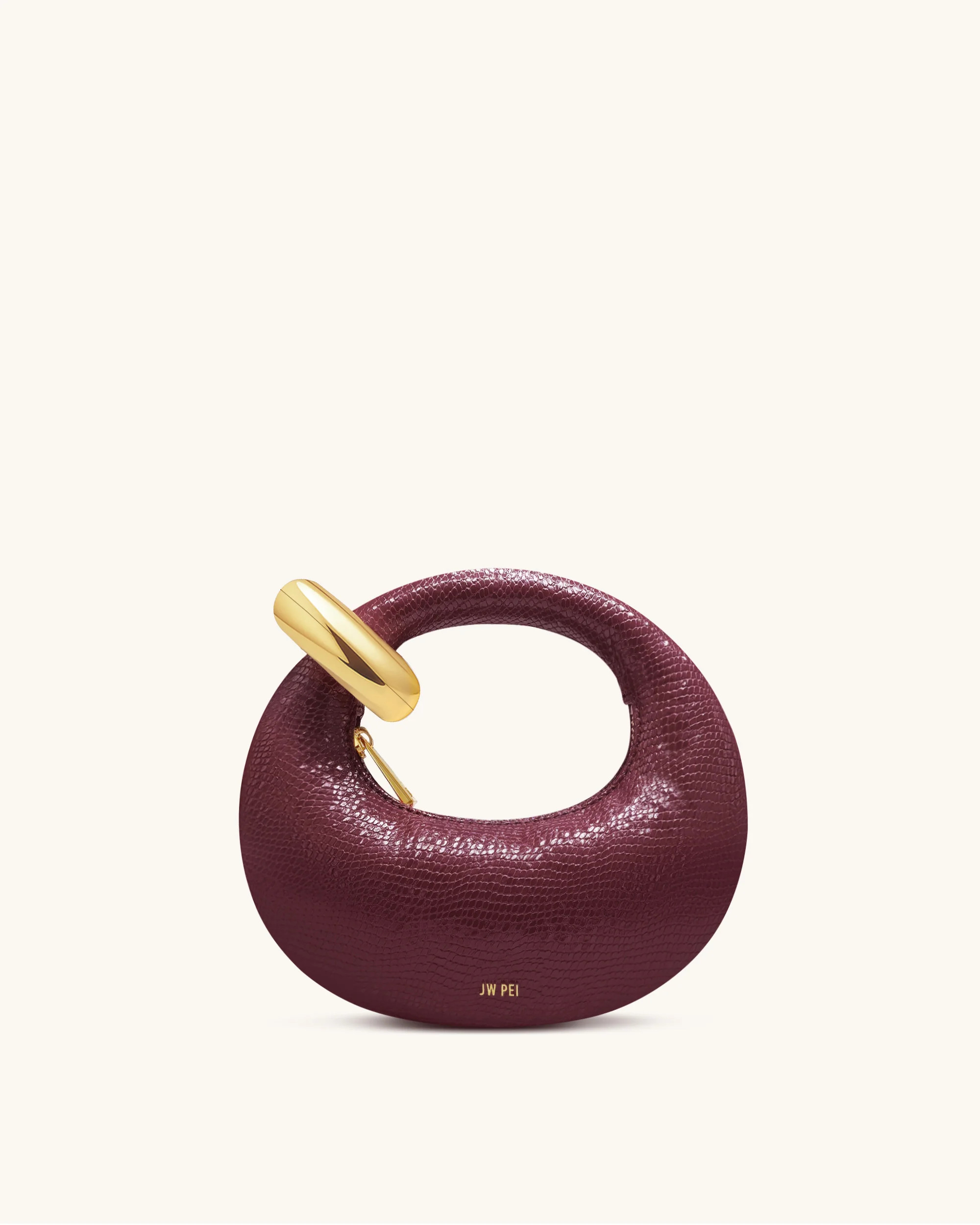 Abacus Faux Snake-Effect Mini Top Handle Bag - Burgundy | JW PEI US