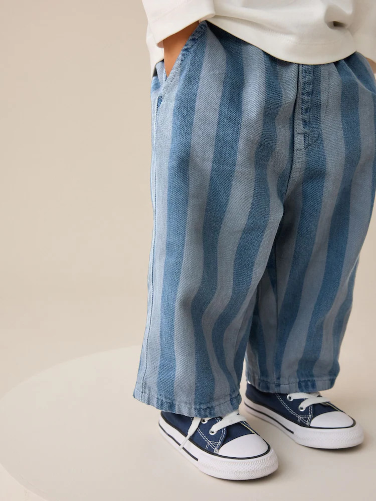 Dark Blue Stripe Pull On Wide Trousers (3mths-7yrs) | Next US