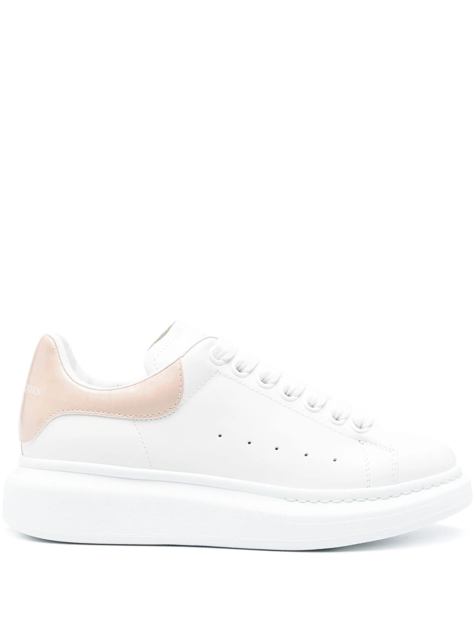 Alexander McQueen White Oversized Sneakers With Turtle Powder Beige Shiny Spoiler | Italist.com US
